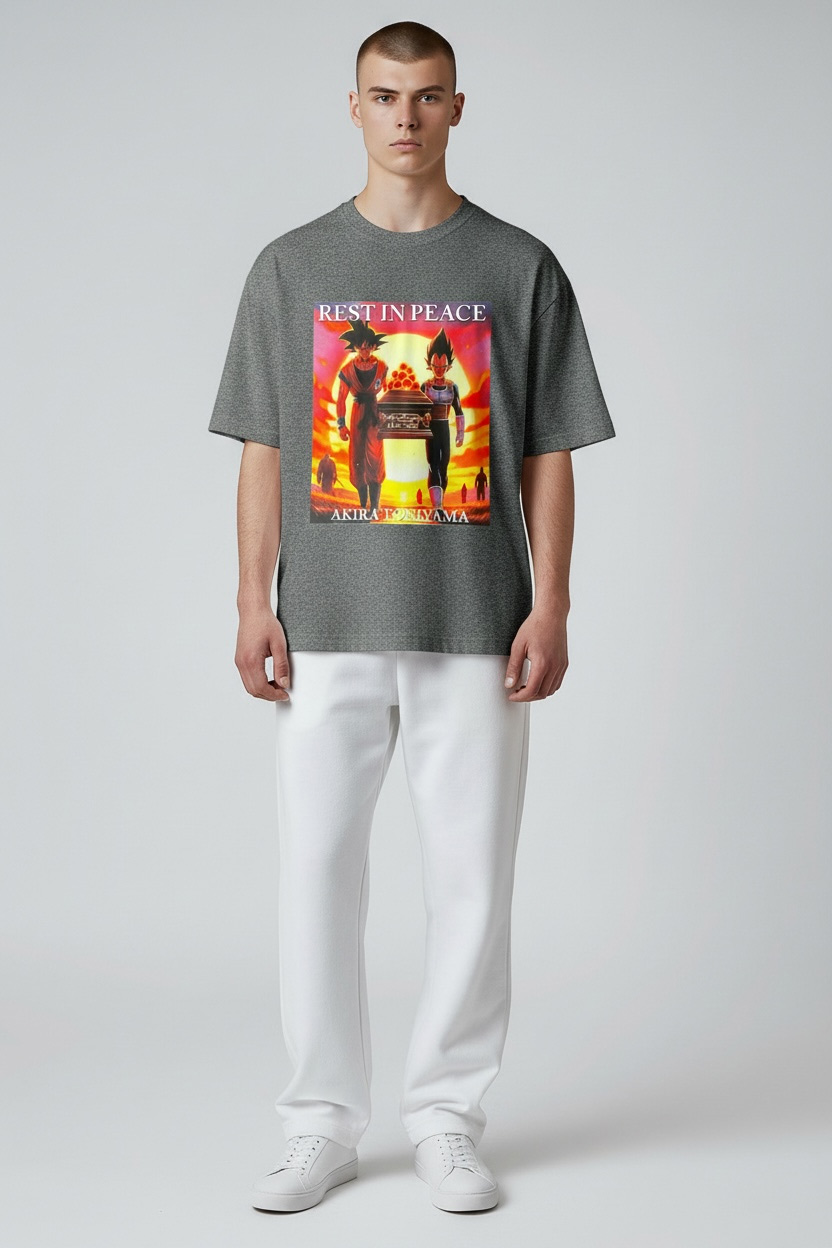 Playerytees Rest in peace Akira Toriyama signature Goku at the grave t-shirt
