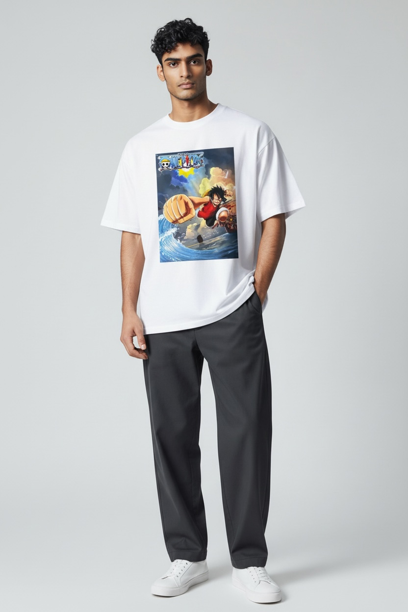 Playerytees One Piece Luffy Action Men’s T-Shirt