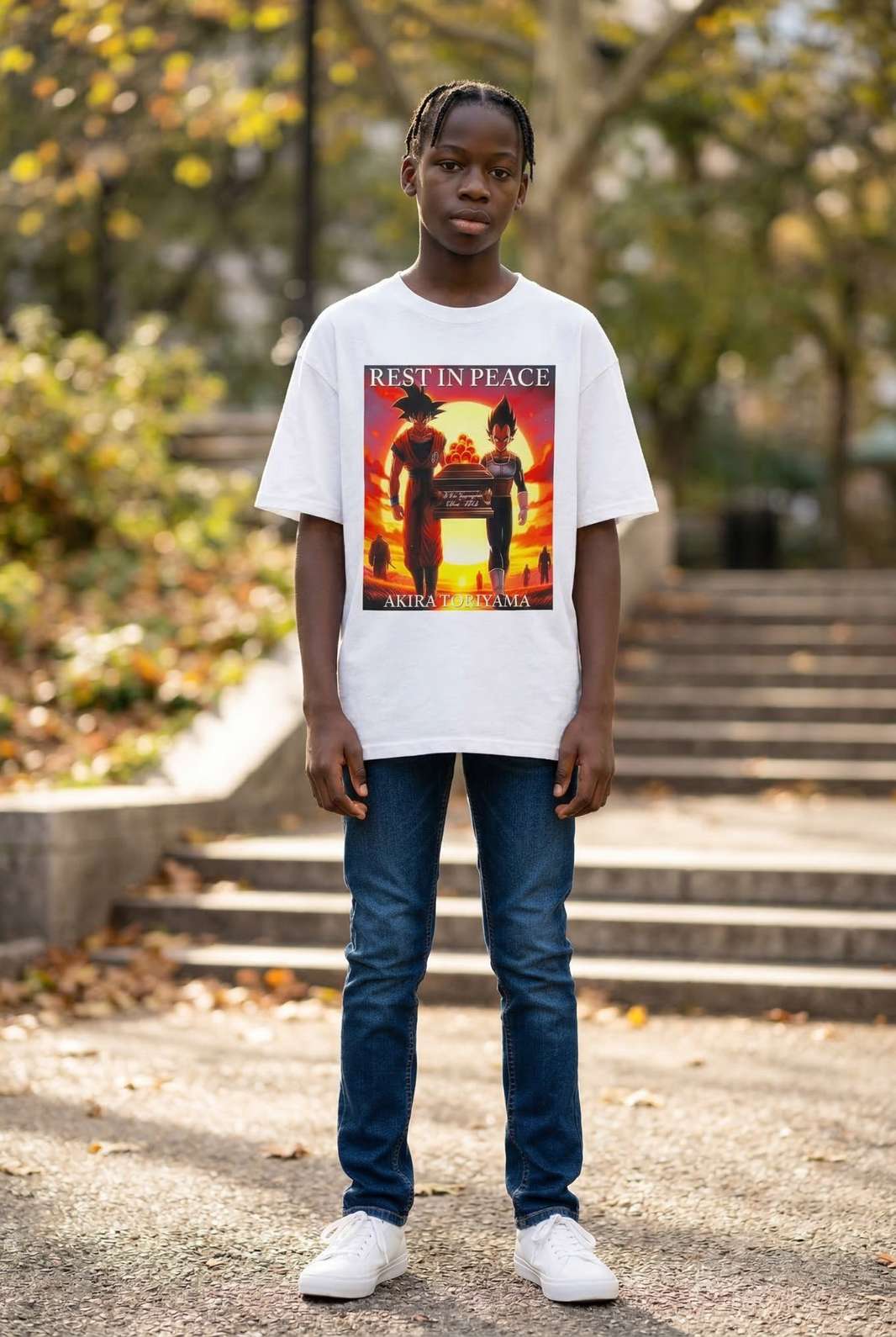 Pro Club Rest in peace Akira Toriyama signature Goku at the grave Kids t-shirt
