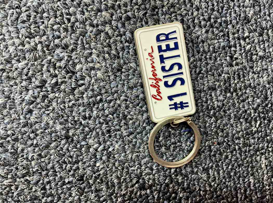 #1 Sister Keychain – California License Plate Style