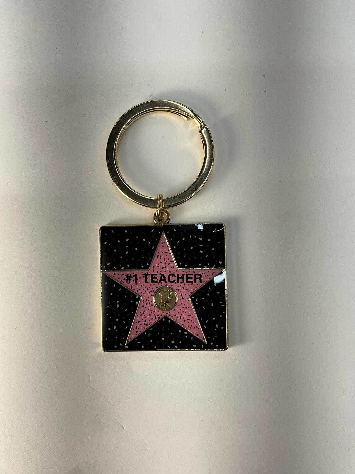 #1 Teacher Square Star Keychain – Hollywood Walk of Fame Edition
