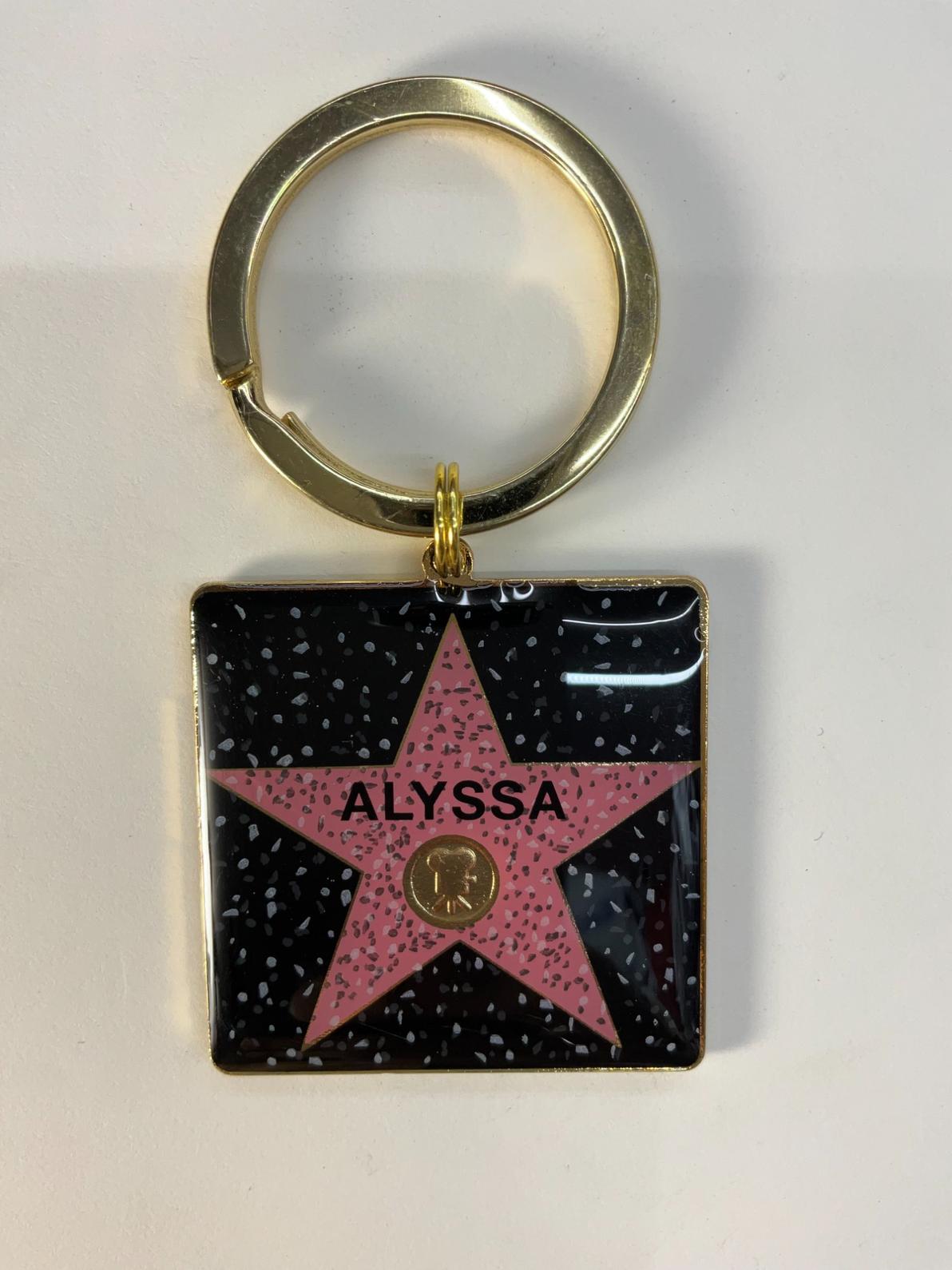 Alyssa Square Star Keychain – Hollywood Walk of Fame Style