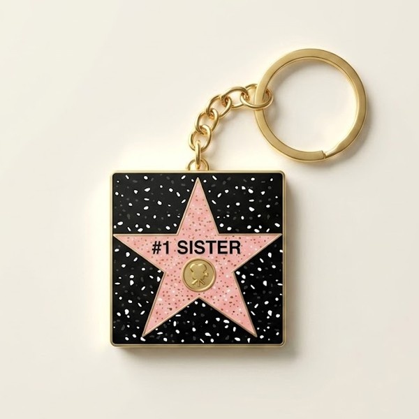 #1 Sister Square Star Keychain – Hollywood Walk of Fame Edition