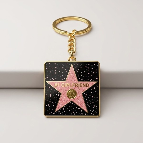 #1 Girlfriend Square Star Keychain – Hollywood Walk of Fame Style