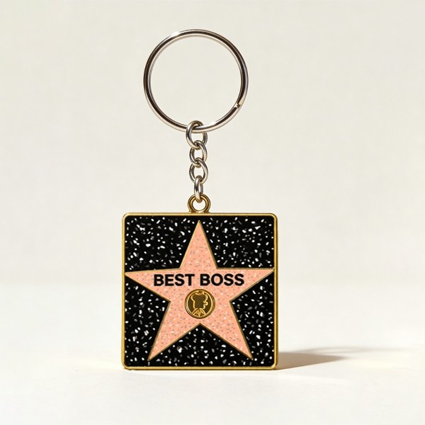 Best Boss Square Star Keychain – Hollywood Walk of Fame Style