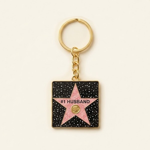 #1 Husband Square Star Keychain – Hollywood Walk of Fame Style