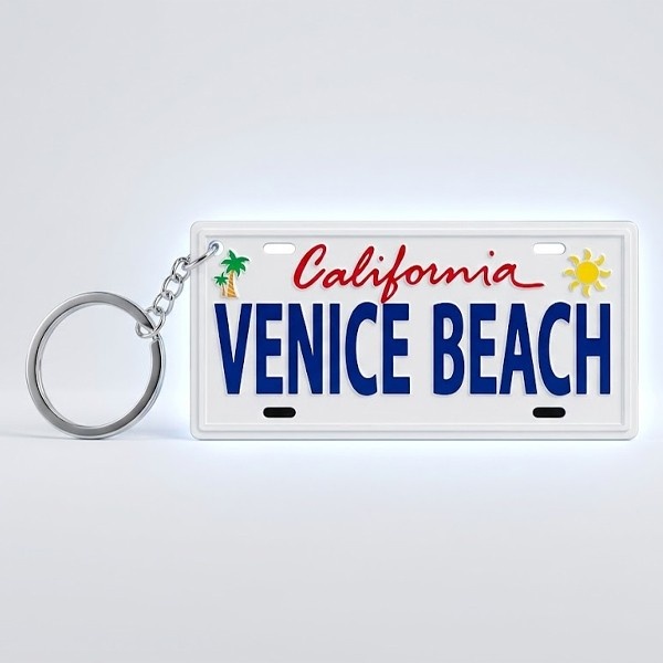 Venice Beach Keychain – California License Plate Style