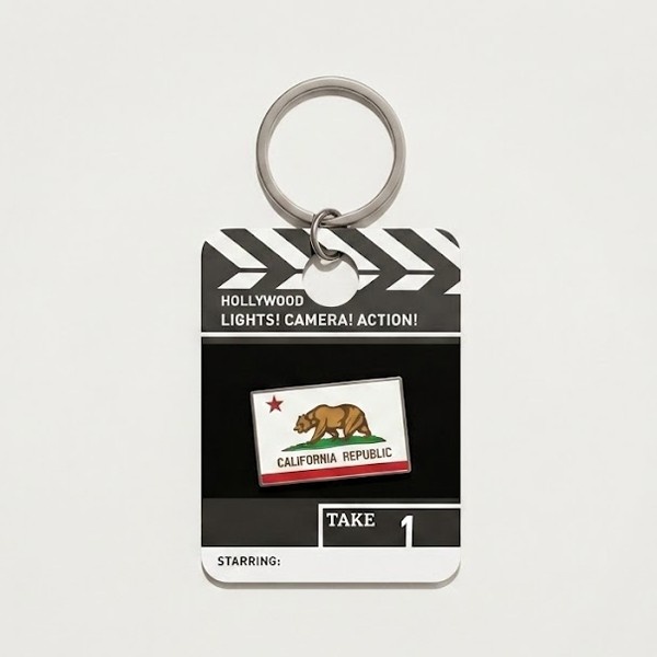 California Republic Lights Camera Action Style - Keychain