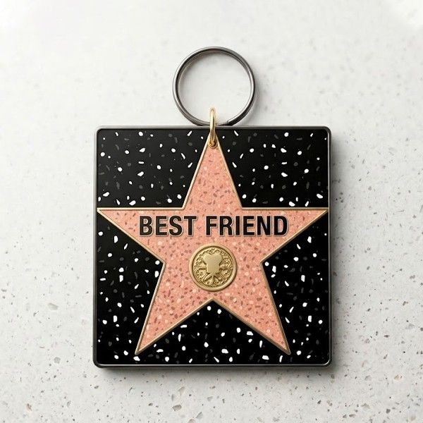Best Friend Square Star Keychain – Hollywood Walk of Fame Style